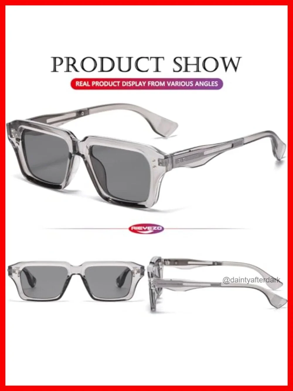 Rectangular Square Frame Sunglasses UV400 Protection Retro Shades